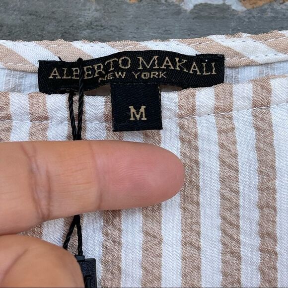 ALBERTO MAKALI SEERSUCKER OFF THE SHOULDER BLOUSE MEDIUM - Picture 6 of 13